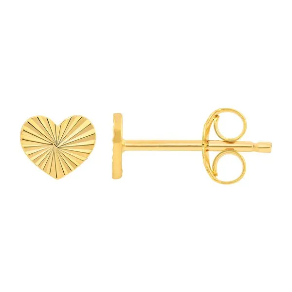 14K Yellow Gold Small Fluted Heart Stud Earrings Koerbers Fine Jewelry Inc New Albany, IN