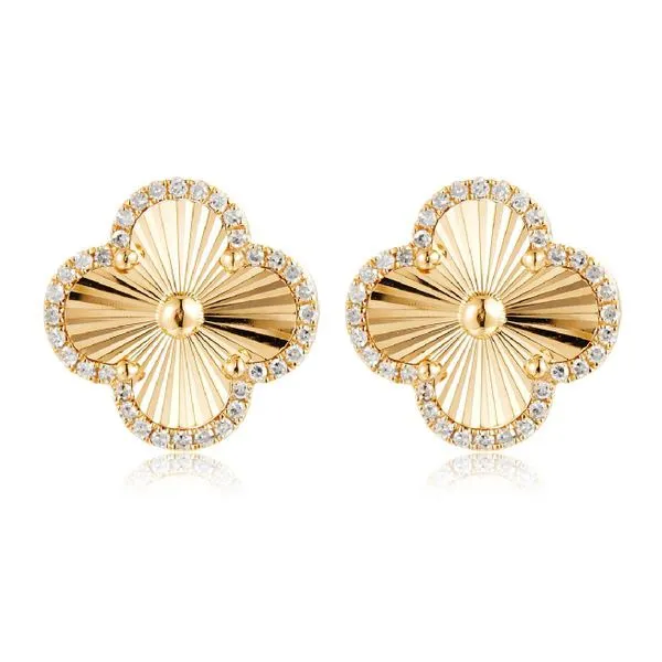 14K Yellow Gold Diamond Clover Earrings Koerbers Fine Jewelry Inc New Albany, IN