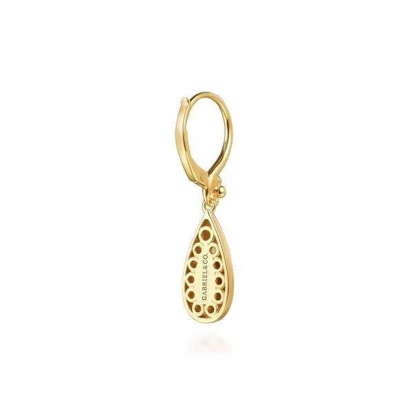 14K Yellow Gold Bujukan and Teardrop Texture Drop Earrings Image 2 Koerbers Fine Jewelry Inc New Albany, IN