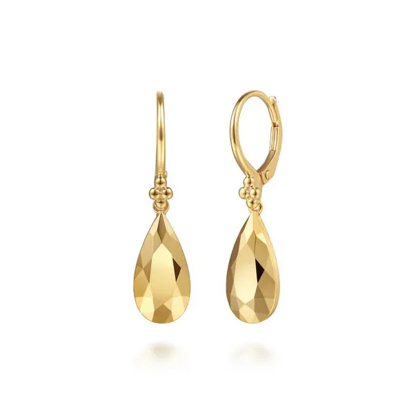 14K Yellow Gold Bujukan and Teardrop Texture Drop Earrings Koerbers Fine Jewelry Inc New Albany, IN