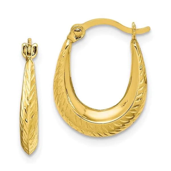 10K Yellow Gold Diamond Small Hoop Earrings Image 2 Koerbers Fine Jewelry Inc New Albany, IN