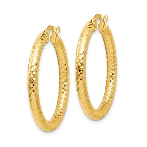 Leslie's 14K Yellow Gold ForeverLite Polished and Textured Hoop Earrings Image 2 Koerbers Fine Jewelry Inc New Albany, IN