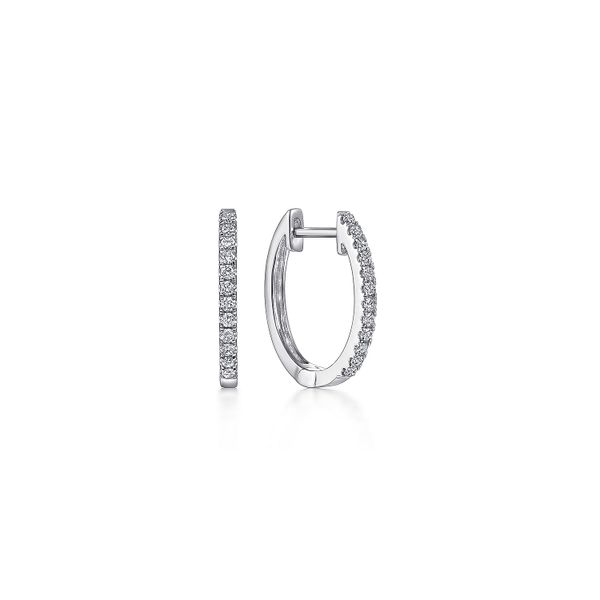 14K White Gold Diamond Classic Huggie Earrings 15mm Koerbers Fine Jewelry Inc New Albany, IN