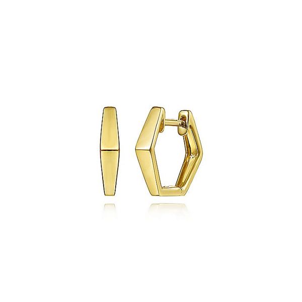 14K Yellow Gold Geometric Huggie Earrings Koerbers Fine Jewelry Inc New Albany, IN