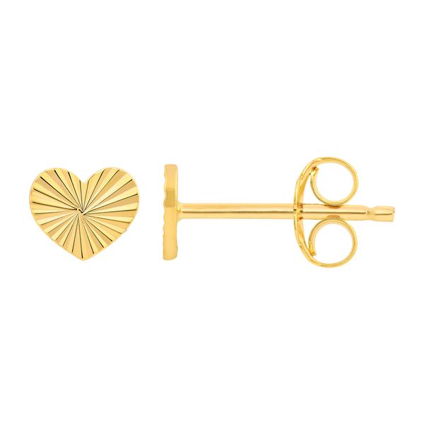 14K Yellow Gold Small Fluted Heart Stud Earrings Koerbers Fine Jewelry Inc New Albany, IN