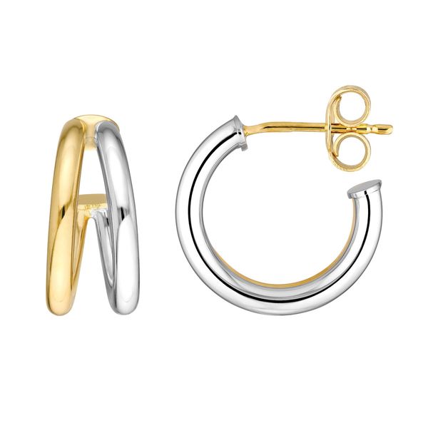 14K Yellow and White Gold Double Open Hoop Earrings Koerbers Fine Jewelry Inc New Albany, IN