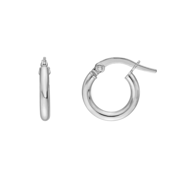 14K White Gold 2mm Tube Round Hoop Earrings Koerbers Fine Jewelry Inc New Albany, IN