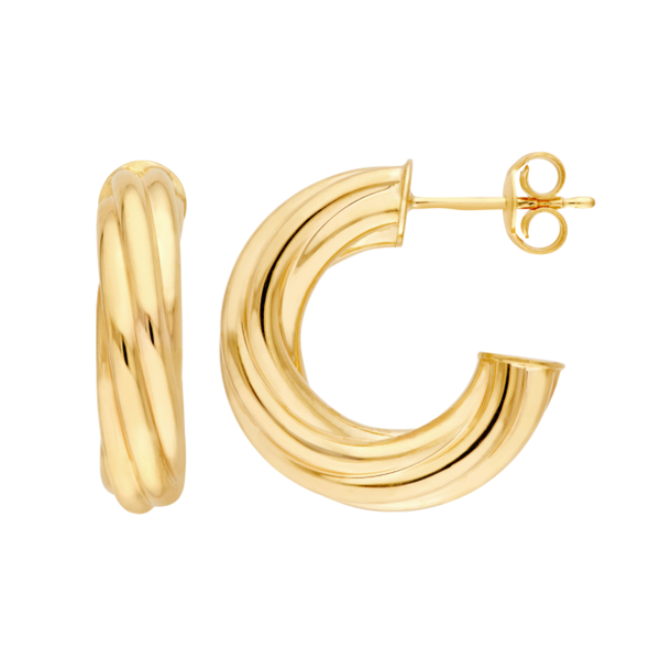 14K Yellow Gold ID Twisted Open Hoop Earring Koerbers Fine Jewelry Inc New Albany, IN