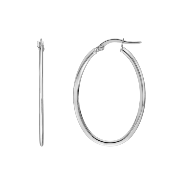 14K White Gold 30x20mm Knife Edge Tube Oval Hoop Earrings Koerbers Fine Jewelry Inc New Albany, IN