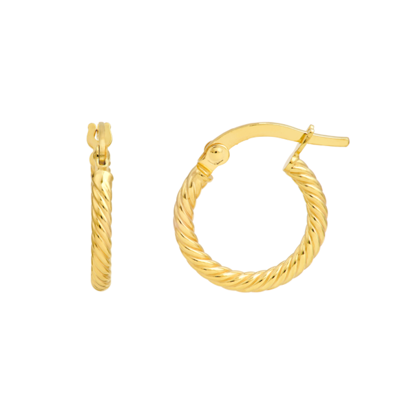 14K Yellow Gold 10mm Twisted Round Hoop Earrings Koerbers Fine Jewelry Inc New Albany, IN