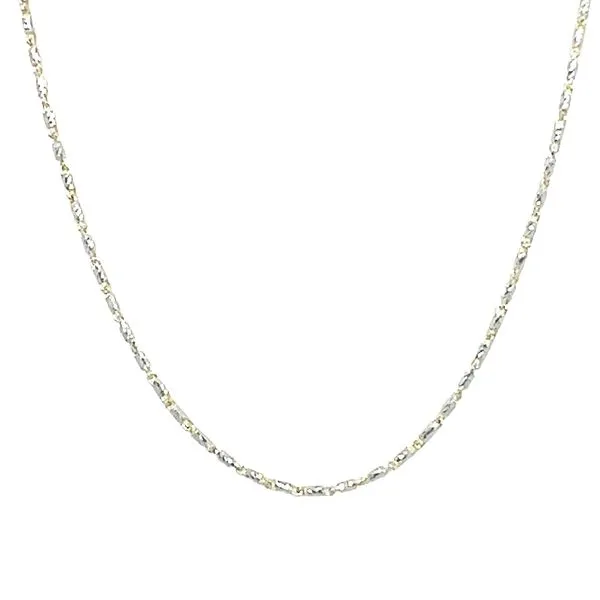 14K Yellow and White Gold Diamond Cut Snail Link Chain 18