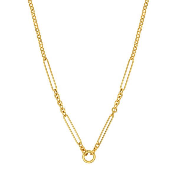 14K Yellow Gold Oval & Rolo Push Lock Necklace Koerbers Fine Jewelry Inc New Albany, IN