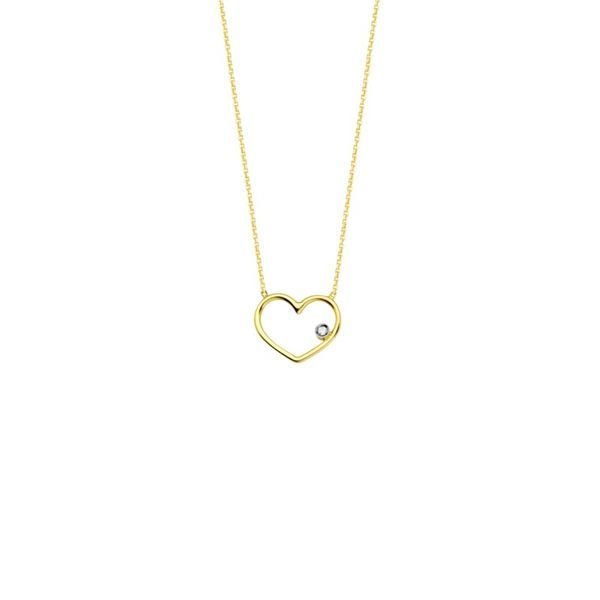 14K Yellow and White Gold Heart Pendant Necklace with Diamond Koerbers Fine Jewelry Inc New Albany, IN