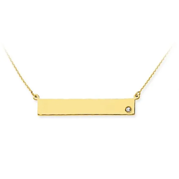 14K Yellow Gold Name Plate Diamond Bar Necklace Koerbers Fine Jewelry Inc New Albany, IN