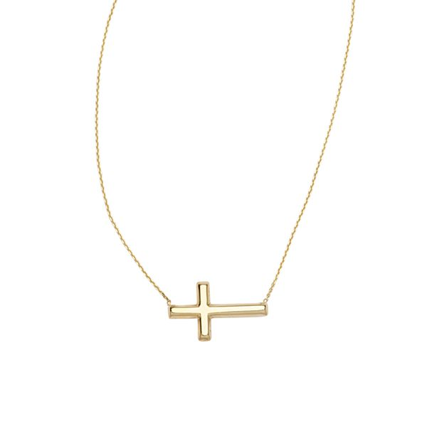 14K Yellow Gold Sideways Cross Necklace Koerbers Fine Jewelry Inc New Albany, IN