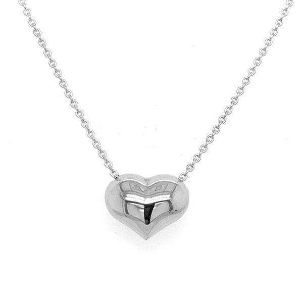 14K White Gold Puffed Heart Adjustable Necklace Koerbers Fine Jewelry Inc New Albany, IN