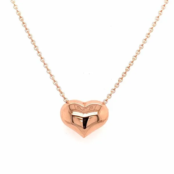 14K Rose Gold Puffed Heart Adjustable Necklace Koerbers Fine Jewelry Inc New Albany, IN