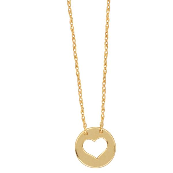 14K Yellow Gold Disk Cut-Out Heart Necklace Koerbers Fine Jewelry Inc New Albany, IN