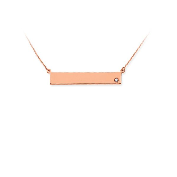 14K Rose Gold Name Plate Bar Necklace Koerbers Fine Jewelry Inc New Albany, IN
