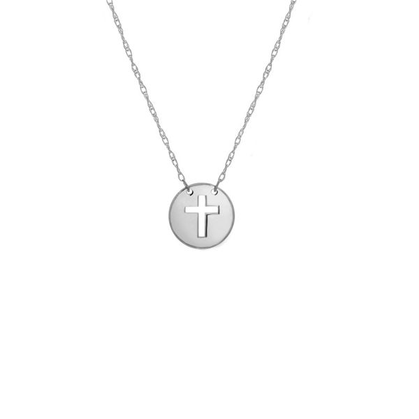 14K White Gold Mini Disk Cut Out Cross Necklace Koerbers Fine Jewelry Inc New Albany, IN