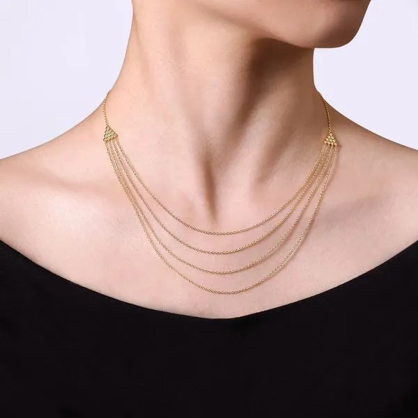 Gabriel Co 14k Yellow Gold Bujukan Multi Row Swag Necklace Koerbers Fine Jewelry Inc New Albany In