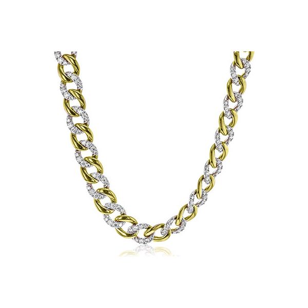 18K Yellow Gold Cuban Chain Diamond Necklace Koerbers Fine Jewelry Inc New Albany, IN