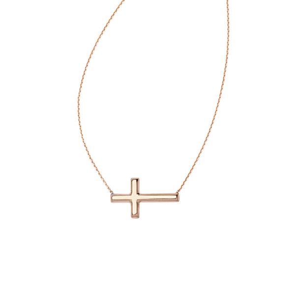 14K Rose Gold Small Sideways Cross Necklaces Koerbers Fine Jewelry Inc New Albany, IN