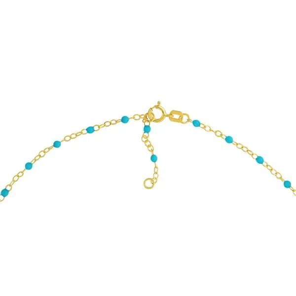14K Yellow Gold Light Turquoise Enamel Bead on Piatto Chain Image 2 Koerbers Fine Jewelry Inc New Albany, IN