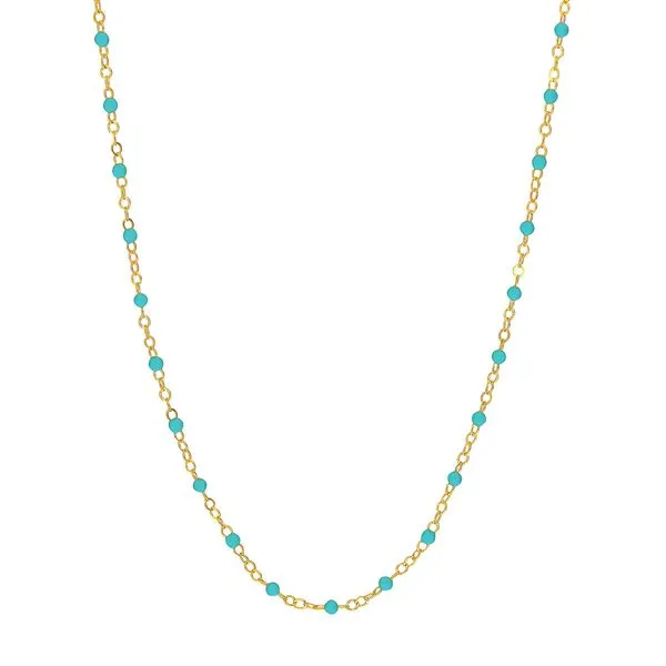 14K Yellow Gold Light Turquoise Enamel Bead on Piatto Chain Koerbers Fine Jewelry Inc New Albany, IN