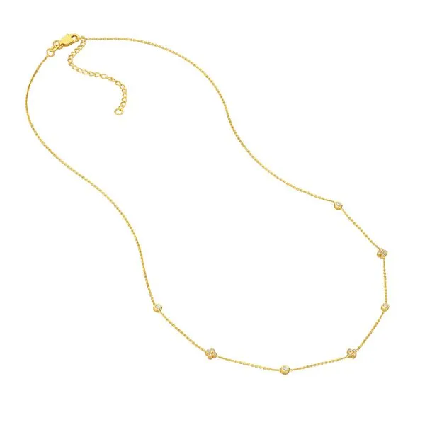 14K Yellow Gold Diamond Bezel and Cluster Stations Necklace Image 2 Koerbers Fine Jewelry Inc New Albany, IN