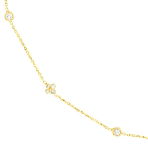 14K Yellow Gold Diamond Bezel and Cluster Stations Necklace Image 3 Koerbers Fine Jewelry Inc New Albany, IN