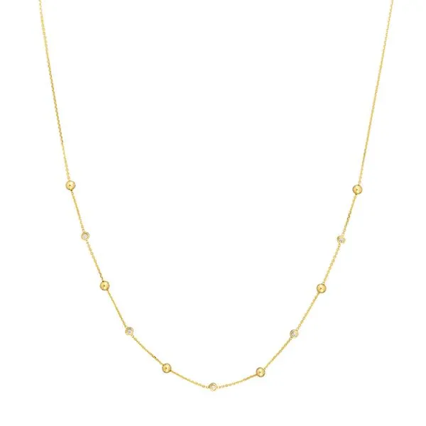 14K Yellow Gold Alternating Bezel Diamond & Bead Necklace Koerbers Fine Jewelry Inc New Albany, IN