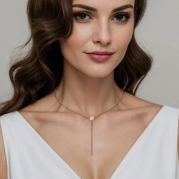 14K White & Yellow Gold Bujukan Beads and Diamond Y Necklace Image 3 Koerbers Fine Jewelry Inc New Albany, IN