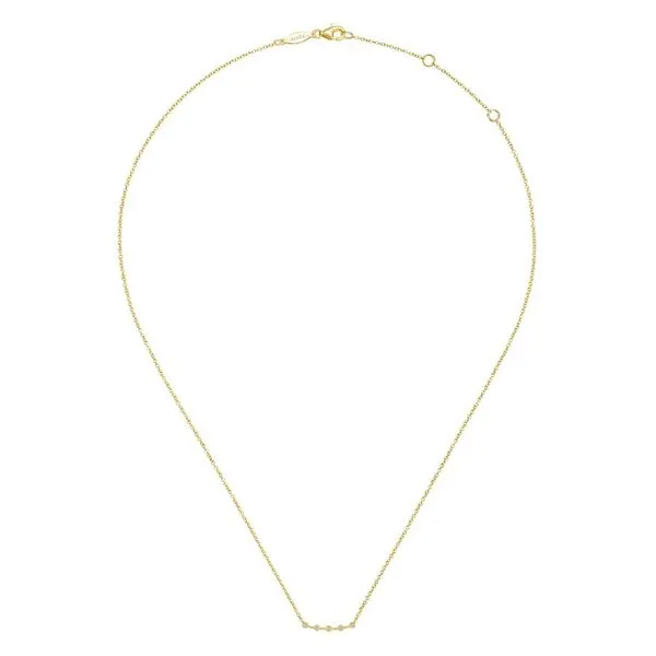 14K Yellow Gold Curved Bar Necklace with Diamond Stations Image 2 Koerbers Fine Jewelry Inc New Albany, IN