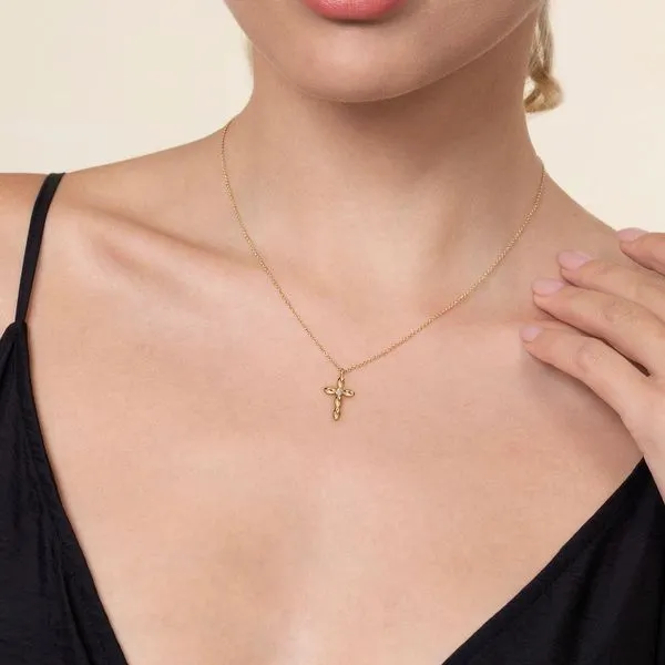 14K Yellow Gold Diamond Cross Necklace Image 3 Koerbers Fine Jewelry Inc New Albany, IN