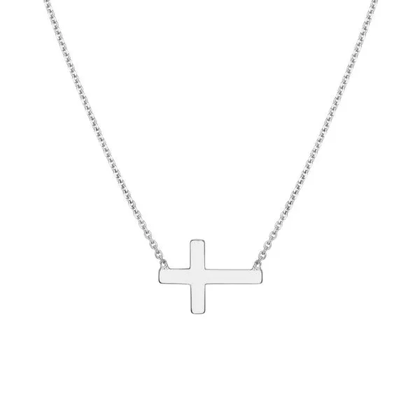 14K White Gold Sideways Mini Cross Adjustable Necklace Koerbers Fine Jewelry Inc New Albany, IN