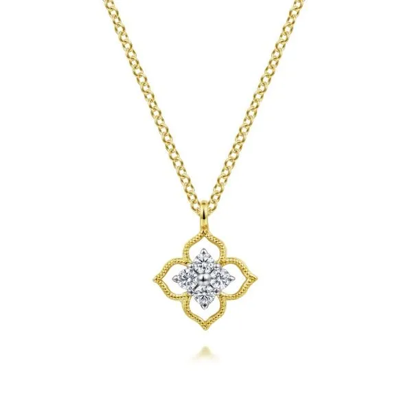 14K Yellow Gold Floral Diamond Pendant Necklace Koerbers Fine Jewelry Inc New Albany, IN