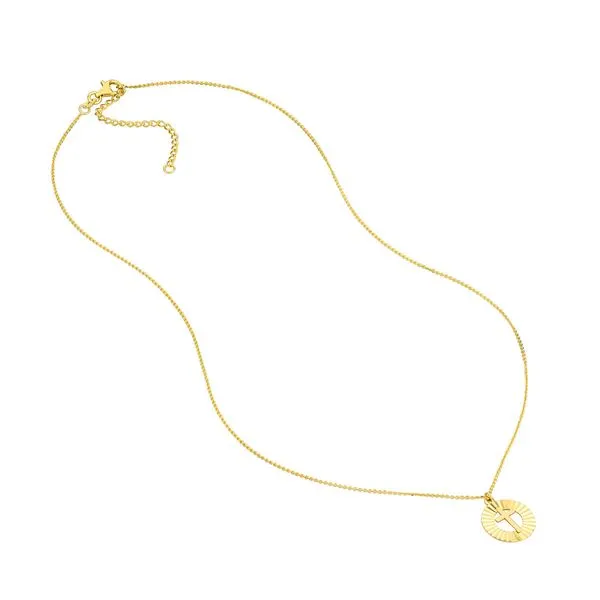 14K Yellow Gold Fluted Cross Medalllion Necklace Image 2 Koerbers Fine Jewelry Inc New Albany, IN