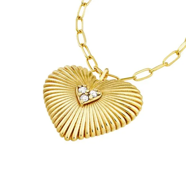 14K Yellow Gold Diamond Radiant Heart Pendant Necklace Image 4 Koerbers Fine Jewelry Inc New Albany, IN