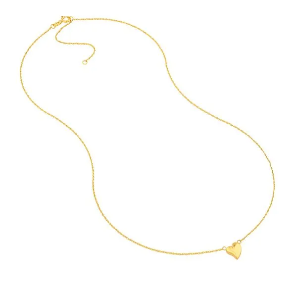 14K Yellow Gold Wavy Puff Heart Rope Necklace Image 3 Koerbers Fine Jewelry Inc New Albany, IN