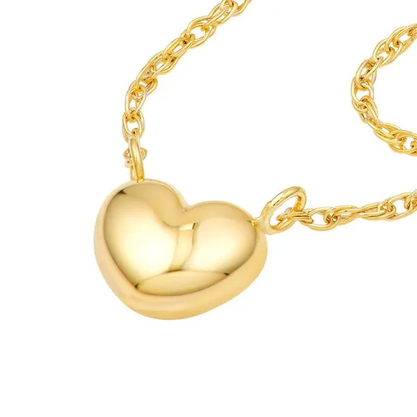 14K Yellow Gold Small Puffy Heart Necklace Image 2 Koerbers Fine Jewelry Inc New Albany, IN