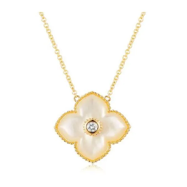 14K Yellow Gold Mother of Pearl Floral Necklace Koerbers Fine Jewelry Inc New Albany, IN