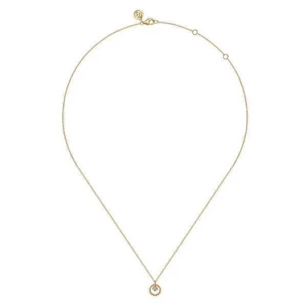 14K Yellow Gold Bujukan and White Sapphire Pendant Necklace Image 2 Koerbers Fine Jewelry Inc New Albany, IN
