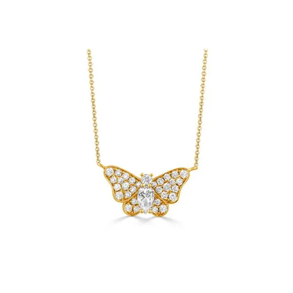 14K Yellow Gold Diamond Butterfly Necklace With White Topaz Koerbers Fine Jewelry Inc New Albany, IN