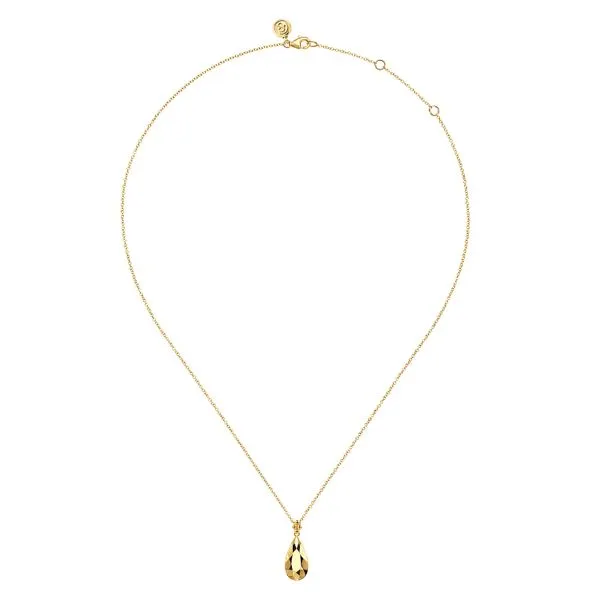 14K Yellow Gold Bujukan and Teardrop Texture Pendant Necklace Image 2 Koerbers Fine Jewelry Inc New Albany, IN