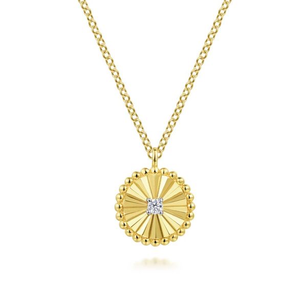 14K White and Yellow Gold Diamond Bujukan Pendant Necklace Koerbers Fine Jewelry Inc New Albany, IN