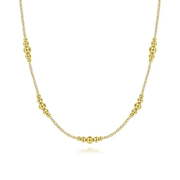14K Yellow Gold Graduated Bujukan Beads Station Necklace Koerbers Fine Jewelry Inc New Albany, IN