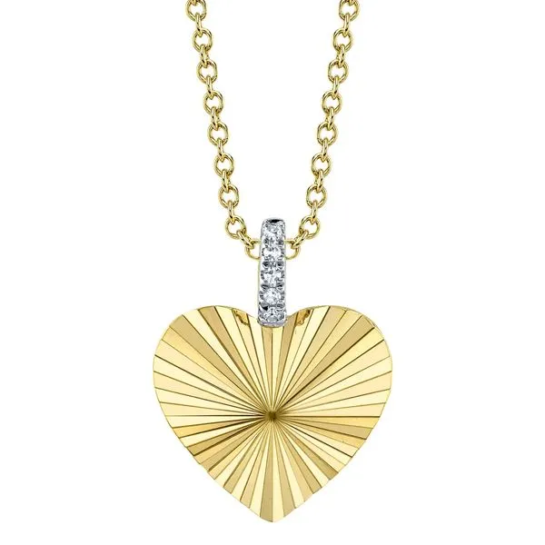 14K Yellow Gold Diamond Ribbed Heart Necklace Koerbers Fine Jewelry Inc New Albany, IN