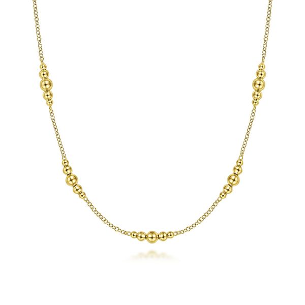 14K Yellow Gold Graduated Bujukan Beads Station Necklace Koerbers Fine Jewelry Inc New Albany, IN