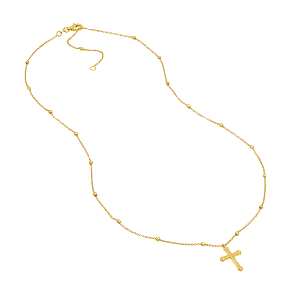 14K Yellow Gold Bead Station Cross Pendant Necklace Image 2 Koerbers Fine Jewelry Inc New Albany, IN